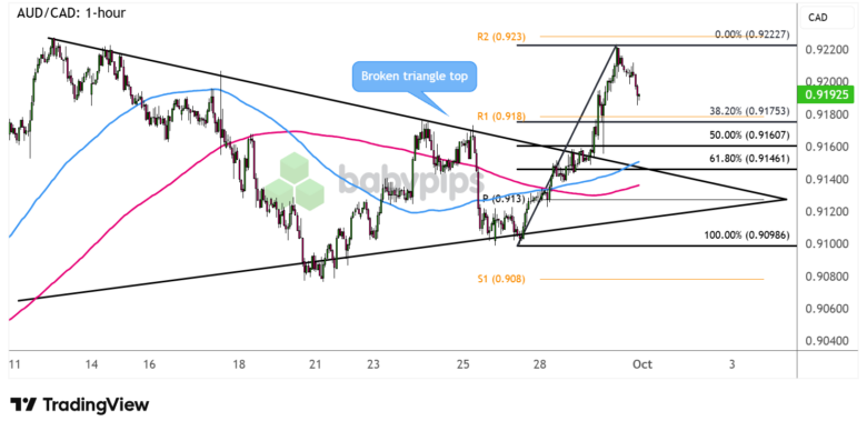 Chart Art: AUD/CAD Triangle Breakout and Correction