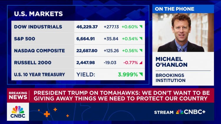 Putin's likely to wait Trump out despite tomahawk weapon threats, says Brookings' Michael O'Hanlon