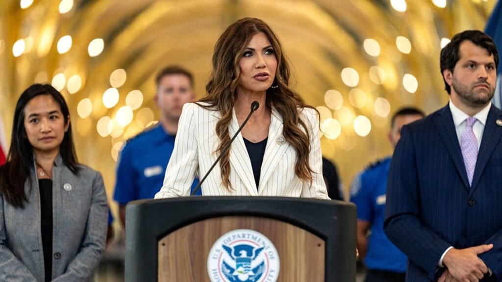 Airports won’t show Kristi Noem video blaming Democrats for shutdown