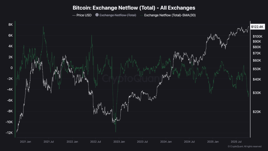 Bitcoin exchange netflow (Source: CryptoQuant)